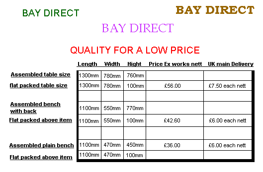 PRICE LIST